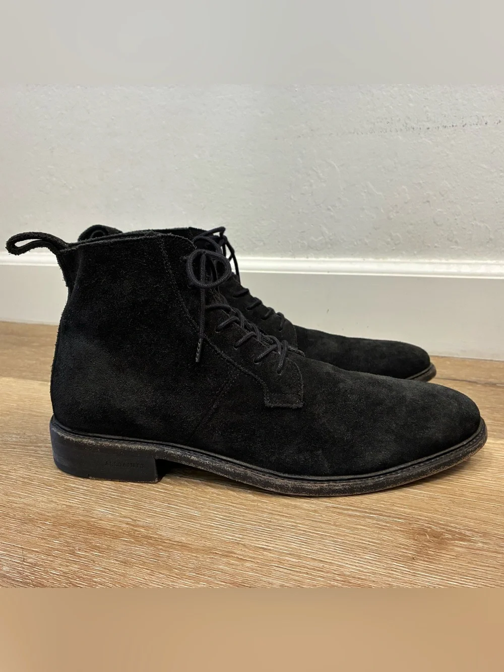 AllSaints Trent Chukka Boots Classic Design Crafted Black Suede Size 45